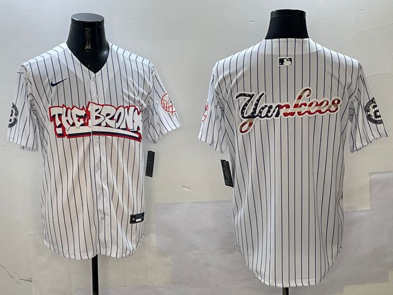 Men New York Yankees Blank White Stripe four generations Joint Name 2025 Nike MLB Jersey style 25->new york yankees->MLB Jersey
